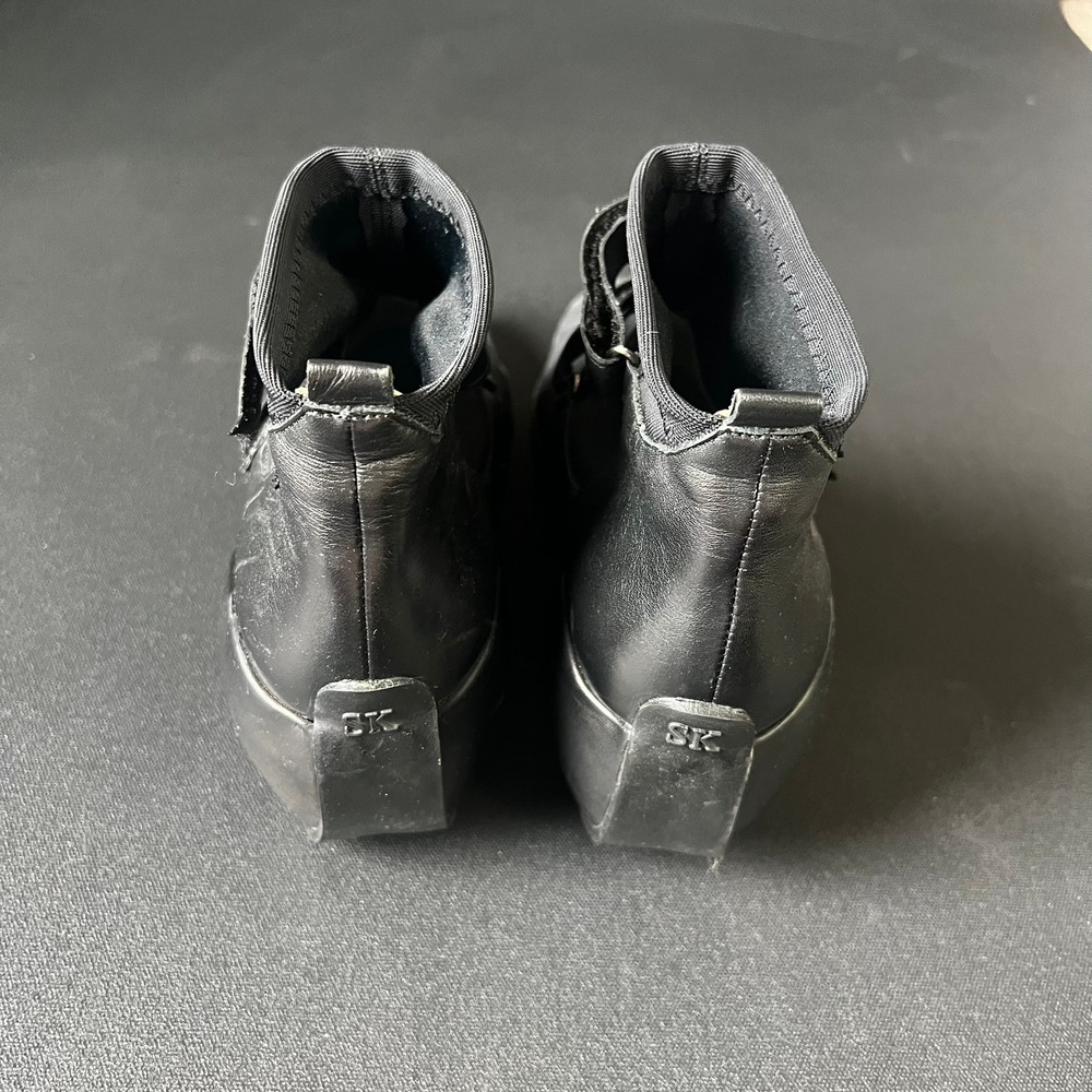 Stephane Kelian Black Leather Neoprene Wedge Ankle Boots 11‎ France Avant-garde - Picture 3 of 7
